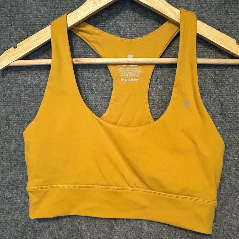 Mustard Yellow Racerback Sports Bra Bodysuit Top